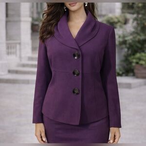 Kasper Separates Suit Jacket Blazer 14 Purple Grape Classic 3 Button Stretch